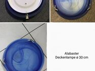 Originalverpackte Alabaster Deckenlampe Deckenleuchte blau Glas Metall rund 30 cm 5 cm H flach E14 - Schladen-Werla