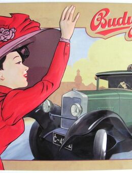 Budweiser Brauerei - Blechschild - Frau & Auto - Doberschütz