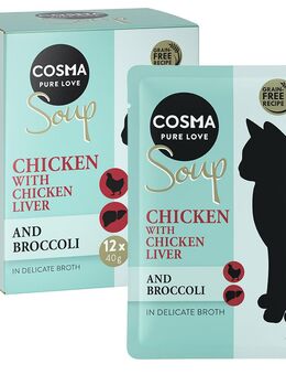 Jetzt 20 % günstiger: Sparpaket Cosma Soup 48 x 40 g! - Hühnchenfilet mit Hühnerleber und Brokkoli