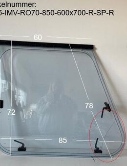Adria Wohnwagen Fenster Roxite 70 ca 85/60 x 72 RECHTS geb. D403 (IMV400 BJ 85) Trapezfenster SONDERPREIS (Risse) Beifahrerseite - Schotten Zentrum