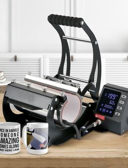 Becherpresse Transferpresse Tassendruck Transferdruckpresse Heißpresse, Schwarz, Leistung 560 W, Temperatur & Zeit einstellbar 0-220 ℃ / 0-999 s Becherdruckmaschine Sublimationshitzepresse - Wuppertal