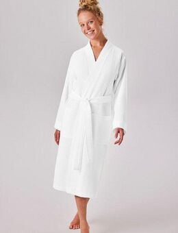 my home Unisex-Bademantel Vanessa, ideal für Sauna & Spa, Hotelbademantel, Morgenmantel, Langform, Baumwolle, Kimono-Kragen, Gürtel, Taschen, Damen & Herren, Waffelpiqué, sehr leichte Qualität, S-3XL