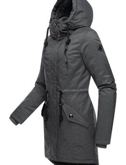Ragwear Wintermantel Elsie Melange Wasserdichter Winterparka mit Kapuze und Teddyfleece