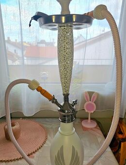 Shisha Aladdin Komplett-Set zu verkaufen – ca. 75 cm, weiß - Bad Kreuznach
