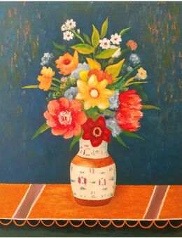 Bunter Blumenstrauß in Keramikvase. - Nürnberg