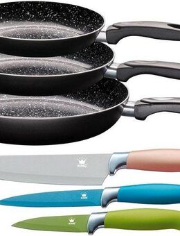KING Pfannen-Set, Aluminium (Set, 6-tlg., 3 Pfannen, 3 Messer), Induktion, Keramikbeschichtung