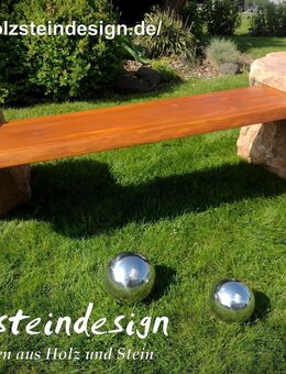 Bank, Gartenbank, Sitz-Gelegenheit aus Stein (Quarzit) und Holz - Argenthal