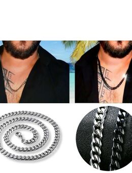 Halskette 58×0,5cm Für Herren Damen Schwarz Silberfarbe Modeschmuck Panzerkette  13,90 €* - Villingen-Schwenningen