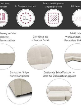 DOMO collection Wohnlandschaft Flores auch in Leder-Bezug, B/T/H: 293/180/86 cm, U-Form, 3 Teile, wahlw. mit Bettfunktion, wahlw. mit Federkern, Unser Dauertiefpreis