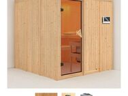 Karibu Sauna Rodin, BxTxH: 196 x 196 x 198 cm, 68 mm, (Set) 9-kW-Bio-Ofen mit externer Steuerung