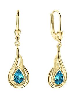 Vivance Paar Ohrhänger 375/- Gelbgold glanz Blautopas