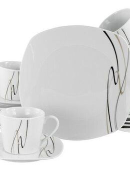 CreaTable Kaffeeservice Amelie Piazza, Kaffee-Service 18-tlg (18-tlg), 6 Personen, Porzellan, Elegant, Schwungvoller Liniendekor
