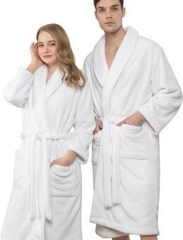 HAMMETEX Bademantel Bademantel unisex, ultraweicher & flauschiger Fleecemantel, Langform, Fleece, Schalkragen, Gürtel, ideal für Sauna & Spa, Hotelbademantel, Morgenmantel