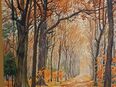Herbstliche Allee gewöhnlicher Laubbäume Aquarell von 1935 Dresden in 90459