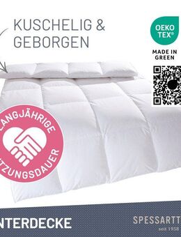 SPESSARTTRAUM Daunenbettdecke Exklusiv, Bettdecken für Sommer und Winter, Decke, Füllung: 100% Daunen, Klasse 1, Downpass zertifiziert, Bezug: 100% Baumwolle, Made in Green, Hausstauballergiker geeignet, 5 Wärmeklassen & 8 Größen, Bestseller