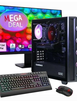 GAMEMAX MegaDeal Gaming-PC-Set Diamond BK PC-Komplettsystem (27", AMD Ryzen 5 5500, GeForce RTX 3050, 16 GB RAM, 1000 GB SSD, Windows 11 + MSI PRO MP273A Monitor, 69cm (27)