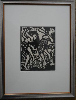 Bild - Kunstdruck , Kerzentanz , nach Emil Nolde , Ansicht 20cm x 16cm unter Passepartout , Bildgröße 44cm x 34cm , K339 - Görlitz