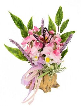 Kunstpflanze Orchideen, Gänseblümchen, Schmetterling und Schleife, I.GE.A., Höhe 23 cm, 23 cm