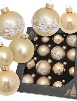 Krebs Glas Lauscha Christbaumschmuck Kugelsortiment (16-tlg), Christbaumschmuck aus Glas, Christbaumkugeln
