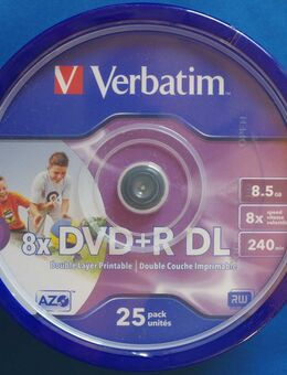 Verbatim DVD R DL Rohlinge (8x Speed, 8,5GB, 240 Min), 25 Stück - Jena