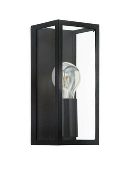 EGLO Wandleuchte AMEZOLA Wandlampe, Stahl und Glas, Lampe, E27, IP44, Schlafzimmerlampe, ohne Leuchtmittel, Wandleuchte, Wandleuchte, Wohnzimmerlampe, Flurlampe, E27, IP44