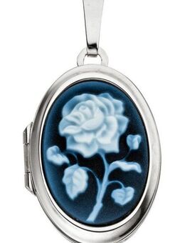 JOBO Medallionanhänger Anhänger Medaillon oval, 925 Silber mit Achat