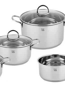 CS Koch-Systeme Topf-Set Trier, Edelstahl (Set, 7-tlg., je 1 Fleischtopf Ø 16/20/24 cm, 1x Stieltopf Ø 16 cm), Induktion