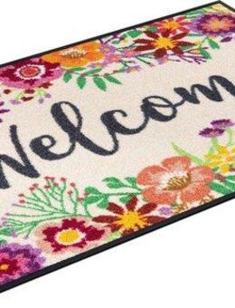 wash+dry by Kleen-Tex Fußmatte Welcome Blooming, rechteckig, Höhe: 7 mm, Schmutzfangmatte, mit Spruch, rutschhemmend, waschbar