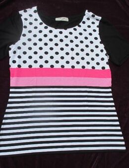 NEU * Edel * ausgefallen * Punkte * Polka dots * Tupfen * Streifen * Kurzarm * T- Shirt "GERRY WEBER" Gr. 38- 40/ S- M * schwarz * weiß * black and withe * pink * rosè * pink * - Riedlingen