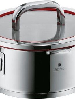 WMF Bratentopf Function 4, Cromargan® Edelstahl Rostfrei 18/10 (2-tlg), wärmereduzierende Griffe, mit 4 Abgießfunktionen, Innenskalierung