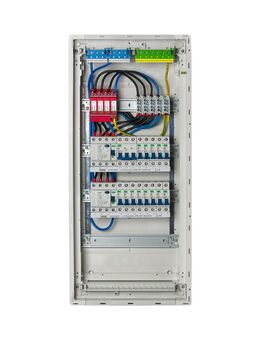 Zählerschrank Sicherungskasten Verteilerkasten Baustrom Hager Unterverteilung Unterputz Hohlwand Üschutz Überspannungsschutz verdrahtet Hager VH48NC - Wuppertal