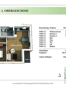 3 Zimmer 1. OG Neubau-Eigentumswohnung 2.31 - Lauenburg (Elbe)