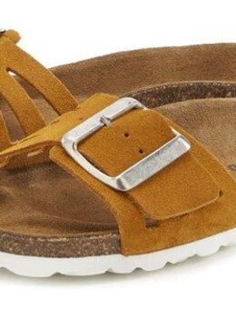 Elbsand Sandale Pantolette Mule, offener Schuh aus Leder mit weichem Komfortkorkfußbett