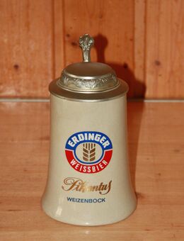 Erdinger Weissbier Pikantus Bierkrug m Deckel Steingut Steinzeug Keramik 0,5L alt neuwertig Sahm - Borken