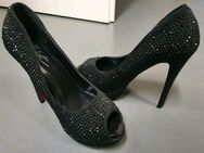 Peeptoes Glitzer schwarz High Heels wie Neu Gr.37 - Oering