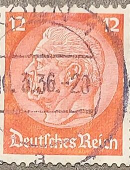 Briefmarke Deutsches Reich, Hindenburg 12 Pfennig, gestempelt - Leverkusen