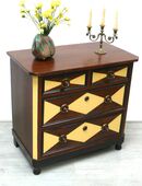 Antike Kommode 4 Schubladen Nußbaum dunkel + Antik-Gelb, um 1890 Gründerzeit in 53489