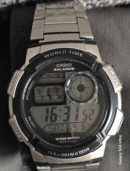 Herrenuhr Casio ILLUMINATOR WORLDTIME Schwarz Silberfarben [Ø 48 mm] - Grafschaft