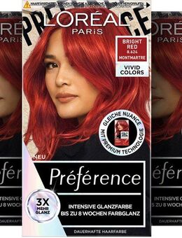 L'ORÉAL PARIS Coloration Permanente Haarfarbe, Hellrot, Packung, 3-tlg., mit pflegender Formel