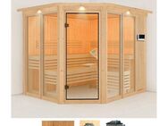 Karibu Sauna Anike 3, BxTxH: 245 x 210 x 202 cm, 68 mm, (Set) 9-kW-Ofen mit externer Steuerung