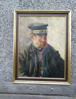 Altes Ölgemälde - "Dienstmann" aus dem Jahre 1893 - mittig rechts signiert und datiert. Öl auf Leinwand - Hamburg