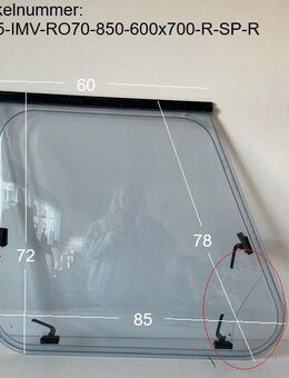Adria Wohnwagen Fenster Roxite 70 ca 85/60 x 72 RECHTS geb. D403 (IMV400 BJ 85) Trapezfenster SONDERPREIS (Risse) Beifahrerseite - Schotten Zentrum