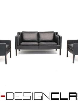 wie neu! Original Børge Mogensen Fredericia Danish Club Sofa u. 2x Sessel, Lounge Chair, Premium-Leder, Eiche, LP 31.161,- Euro - Hamminkeln Zentrum