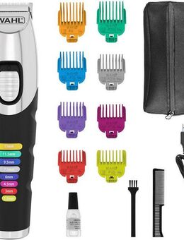 Wahl Bartschneider Color Trim, 14-teiliges Akku-Bartschneider Set, Farbcodierte Aufsteckkämme, Lithium-Ionen-Technologie, USB Aufladung