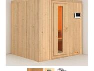 Karibu Sauna Dima, BxTxH: 196 x 170 x 198 cm, 68 mm, (Set) 3,6-kW-Plug & Play Ofen mit externer Steuerung