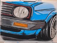 Handgefertigtes Graffiti- Comicbild VW Golf 2 - Schöppenstedt