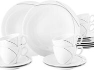 Seltmann Weiden Kaffeeservice Geschirr-Set, Service Trio Highline (18-tlg), 6 Personen, Porzellan, Teller, Tassen, Untertassen, Made in Germany, 18 Teile, für 6 Personen
