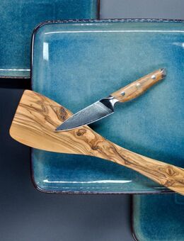 Gemüsemesser aus Damaststahl | Früchtemesser | Damastmesser | Küchenmesser | Handgefertigt - rasiermesserscharf | Griff aus Olivenholz - Sinsheim
