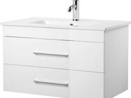 welltime Waschtisch Florenz Badmöbel Badschrank mit Waschbecken, Waschplatz mit 2 Auszügen und Softclose Breite 80cm