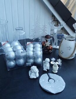 38xWeihnachtsdeko Glas Windlichter Weihnachtskugeln silber Engel Rentiere Dekofiguren zus. 9,- - Flensburg